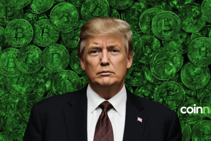 Ilustracja przedstawiająca cyfrowe monety, złoto i flagę USA, symbolizujące plan Ameryki na reset długu narodowego za pomocą kryptowalut i stablecoinów.