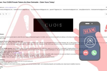 Cudis scam ostrzeżenie phising