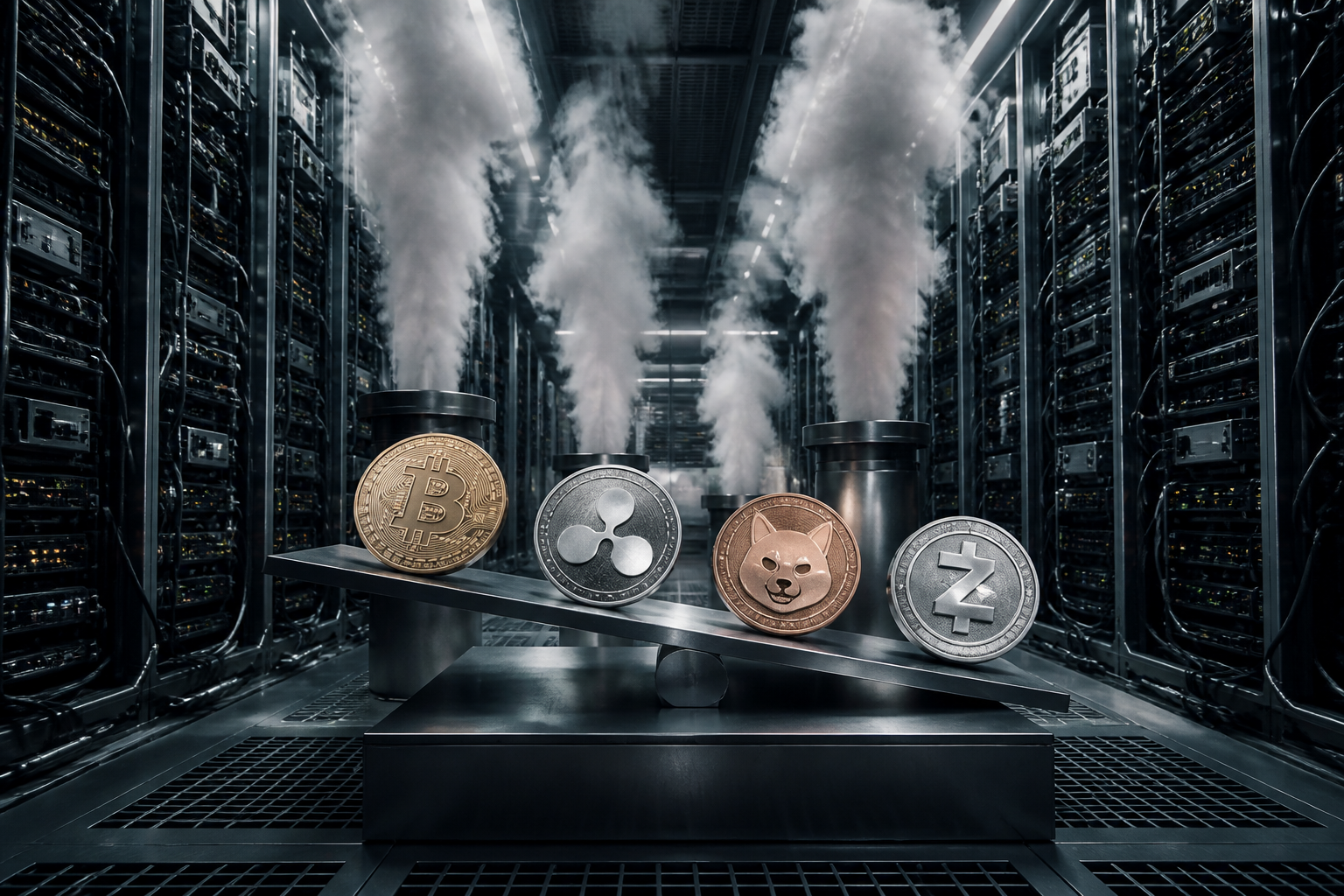 Gwałtowny skok wolumenu obrotów na aktywach BTC, XRP, SHIB oraz ZEC sygnalizuje możliwy zwrot i korektę rynkową.